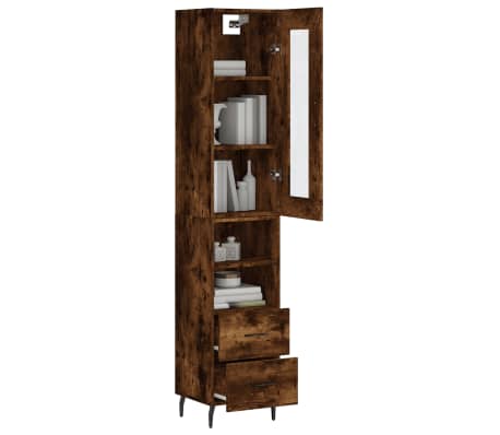 vidaXL Buffet haut Ch&ecirc;ne fum&eacute; 34,5x34x180 cm Bois d'ing&eacute;nierie