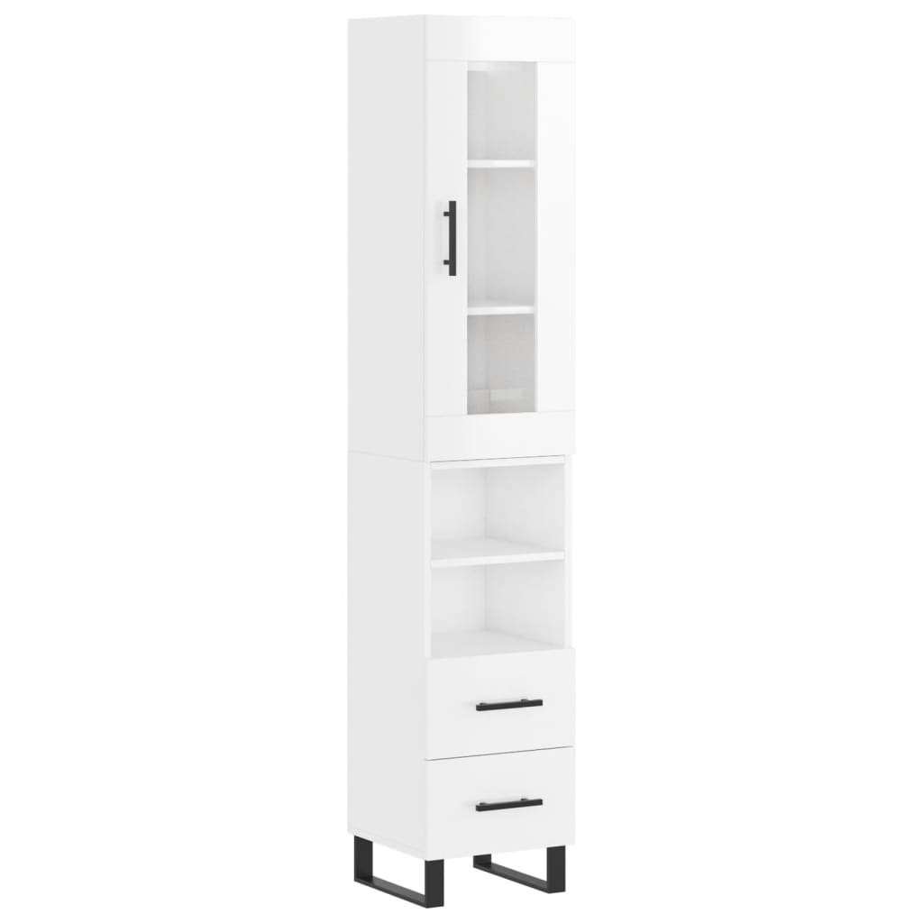 vidaXL Skříň highboard bílá s vysokým leskem 34,5x34x180 cm kompozit