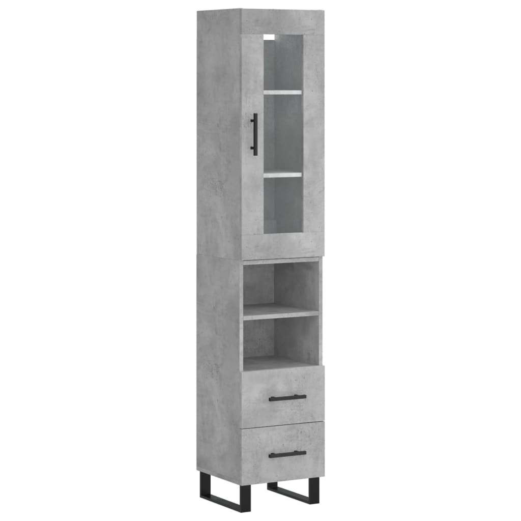 vidaXL Skříň highboard betonově šedá 34,5x34x180 cm kompozitní dřevo