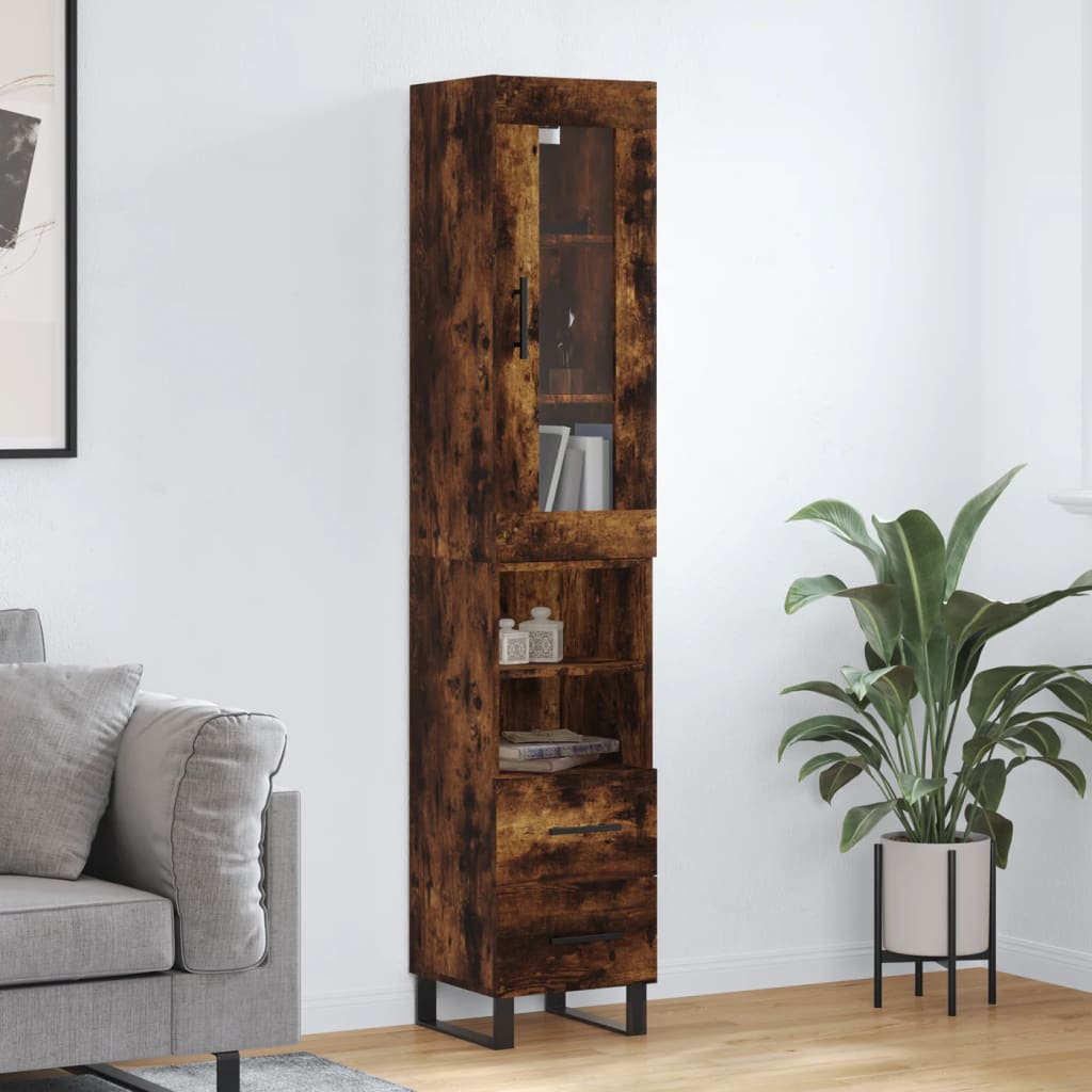 vidaXL Highboard Räuchereiche 34,5x34x180 cm Holzwerkstoff