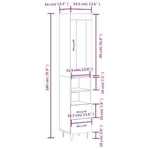 Skříň highboard bílá 34,5 x 34 x 180 cm kompozitní dřevo - obrázek 14