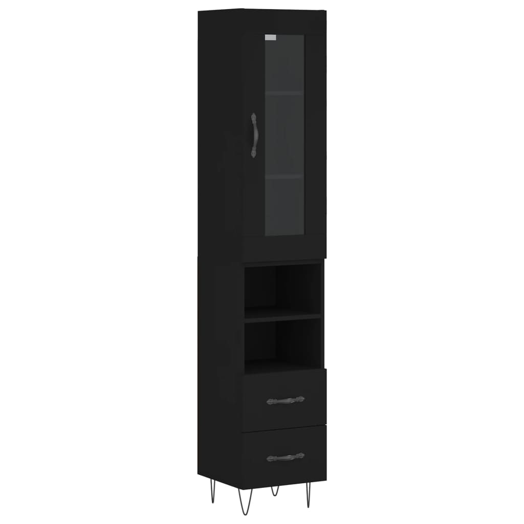 vidaXL Skříň highboard černá 34,5 x 34 x 180 cm kompozitní dřevo