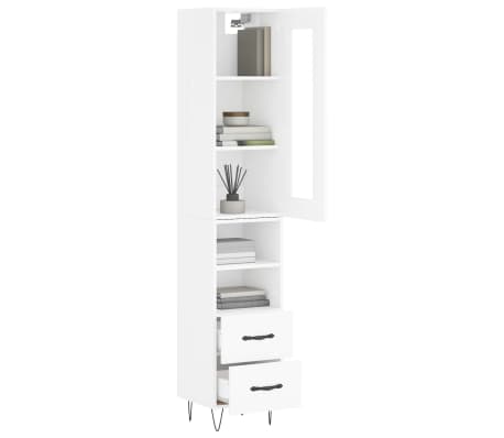 vidaXL Highboard High Gloss White 34.5x34x180 cm Engineered Wood