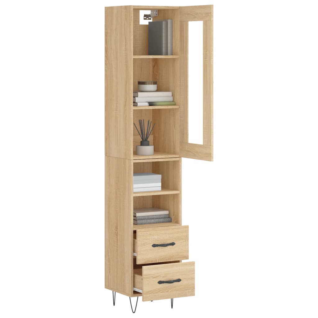 vidaXL Highboard Sonoma Oak 34.5x34x180 cm Engineered Wood