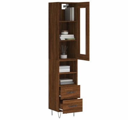 vidaXL Wysoka szafka, brązowy dąb, 34,5x34x180 cm