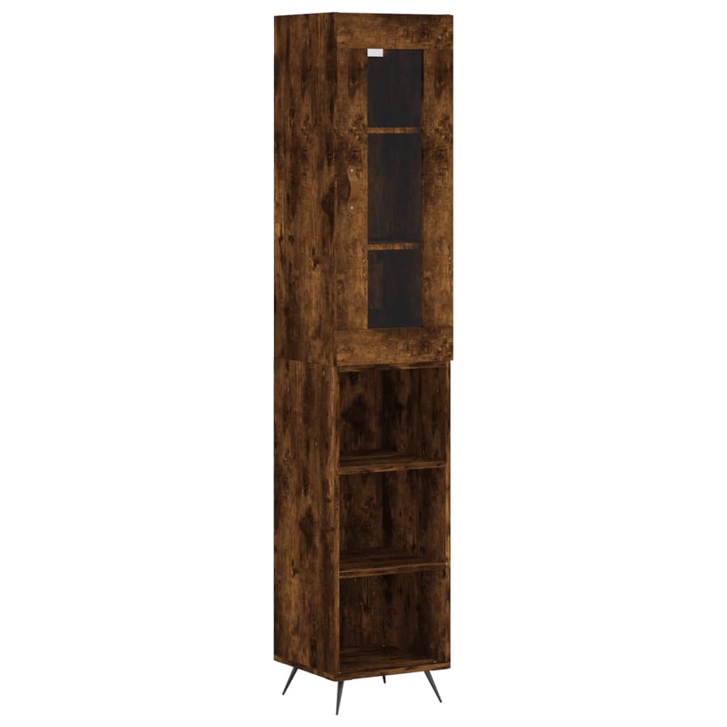 vidaXL Hoge kast 34,5x34x180 cm bewerkt hout gerookt eikenkleurig