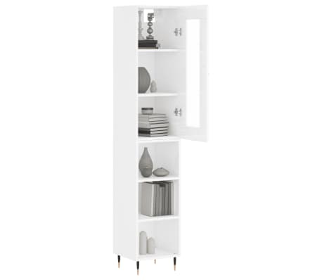 vidaXL Dulap &icirc;nalt, alb extralucios, 34,5x34x180 cm, lemn prelucrat