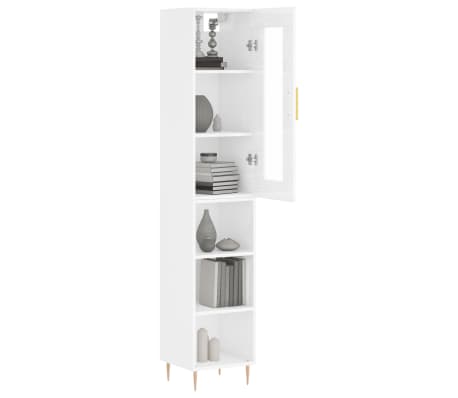 vidaXL Ντουλάπι Γυαλ. Λευκό 34,5 x 34 x 180 εκ. από Επεξεργασμένο Ξύλο