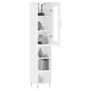vidaXL Ντουλάπι Γυαλ. Λευκό 34,5 x 34 x 180 εκ. από Επεξεργασμένο Ξύλο