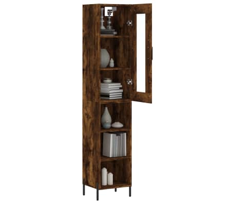 vidaXL Buffet haut Ch&ecirc;ne fum&eacute; 34,5x34x180 cm Bois d'ing&eacute;nierie