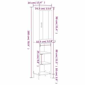 Skříň highboard kouřový dub 34,5 x 34 x 180 cm kompozitní dřevo - obrázek 13