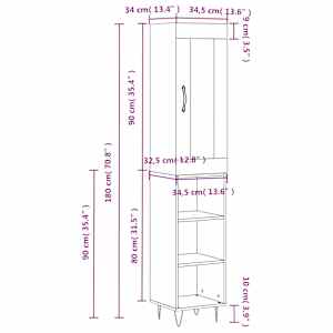 Skříň highboard bílá 34,5 x 34 x 180 cm kompozitní dřevo - obrázek 11