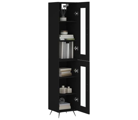 vidaXL Highboard Schwarz 34,5x34x180 cm Holzwerkstoff