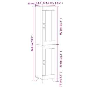 Skříň highboard černá 34,5 x 34 x 180 cm kompozitní dřevo - obrázek 13
