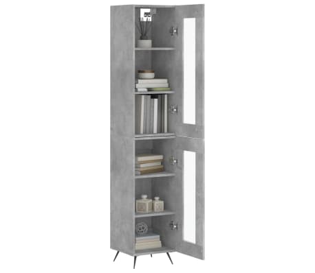 vidaXL Highboard betonggr&aring; 34,5x34x180 cm konstruert tre
