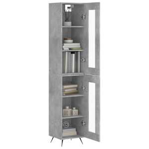 vidaXL Highboard betonggr&aring; 34,5x34x180 cm konstruert tre