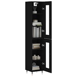 vidaXL Ντουλάπι Μαύρο 34,5 x 34 x 180 εκ. από Επεξεργασμένο Ξύλο