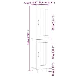 Skříň highboard bílá 34,5 x 34 x 180 cm kompozitní dřevo - obrázek 13
