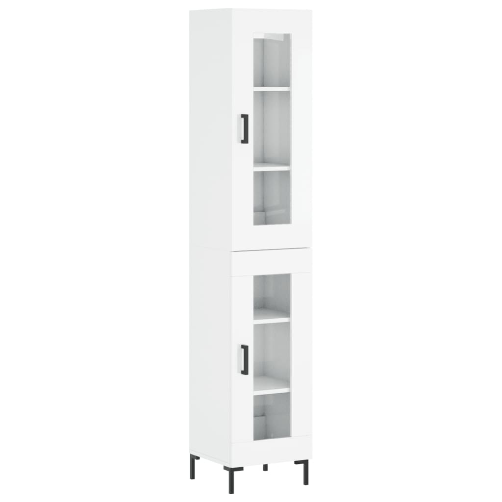 vidaXL Skříň highboard bílá s vysokým leskem 34,5x34x180 cm kompozit