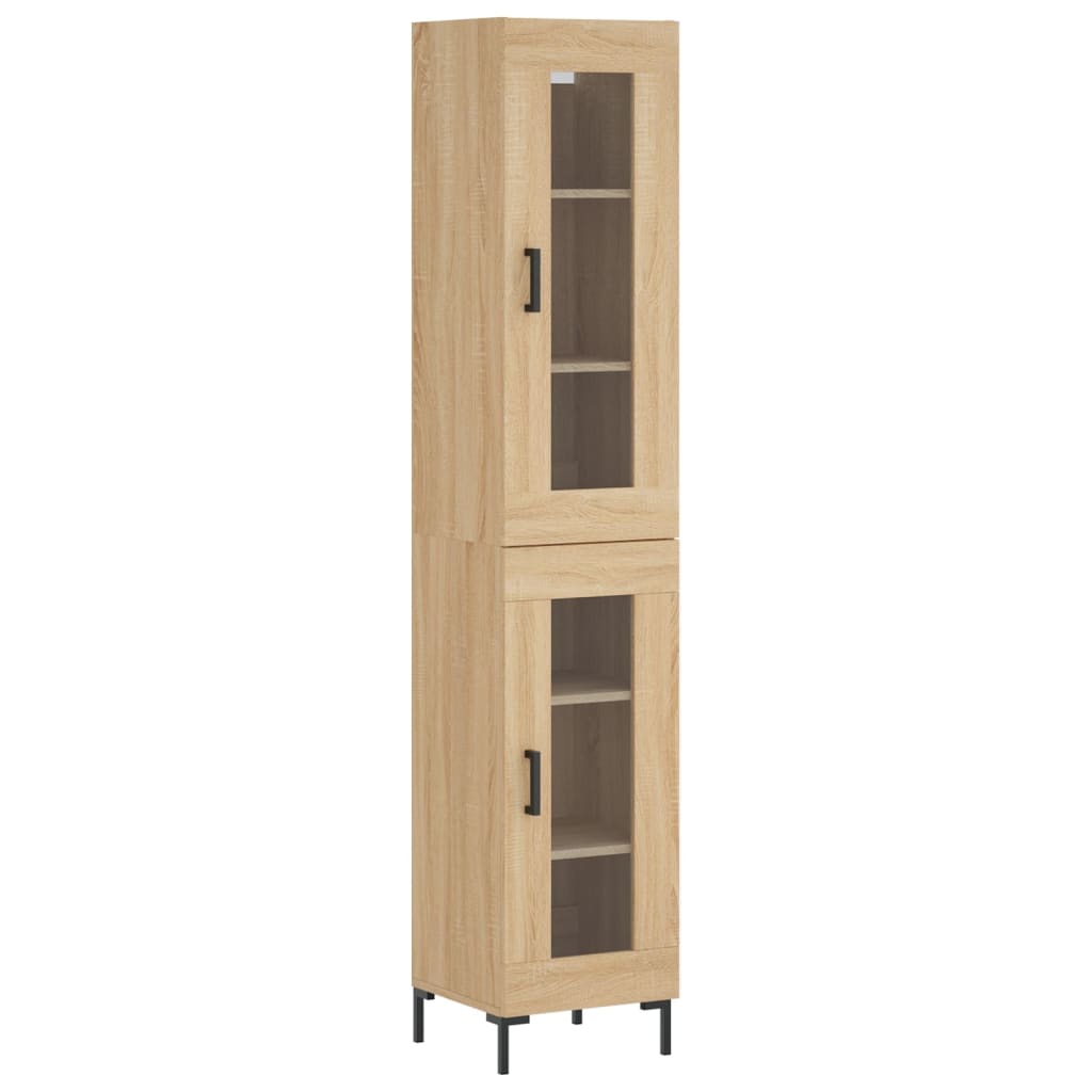 vidaXL Hoge kast 34,5x34x180 cm bewerkt hout sonoma eikenkleurig