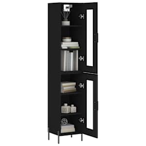 vidaXL Highboard Schwarz 34,5x34x180 cm Holzwerkstoff