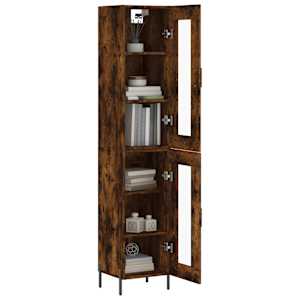 vidaXL Hoge kast 34,5x34x180 cm bewerkt hout gerookt eikenkleurig