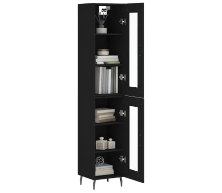 vidaXL Buffet haut Noir 34,5x34x180 cm Bois d'ingénierie