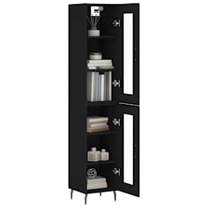 vidaXL Buffet haut Noir 34,5x34x180 cm Bois d'ingénierie