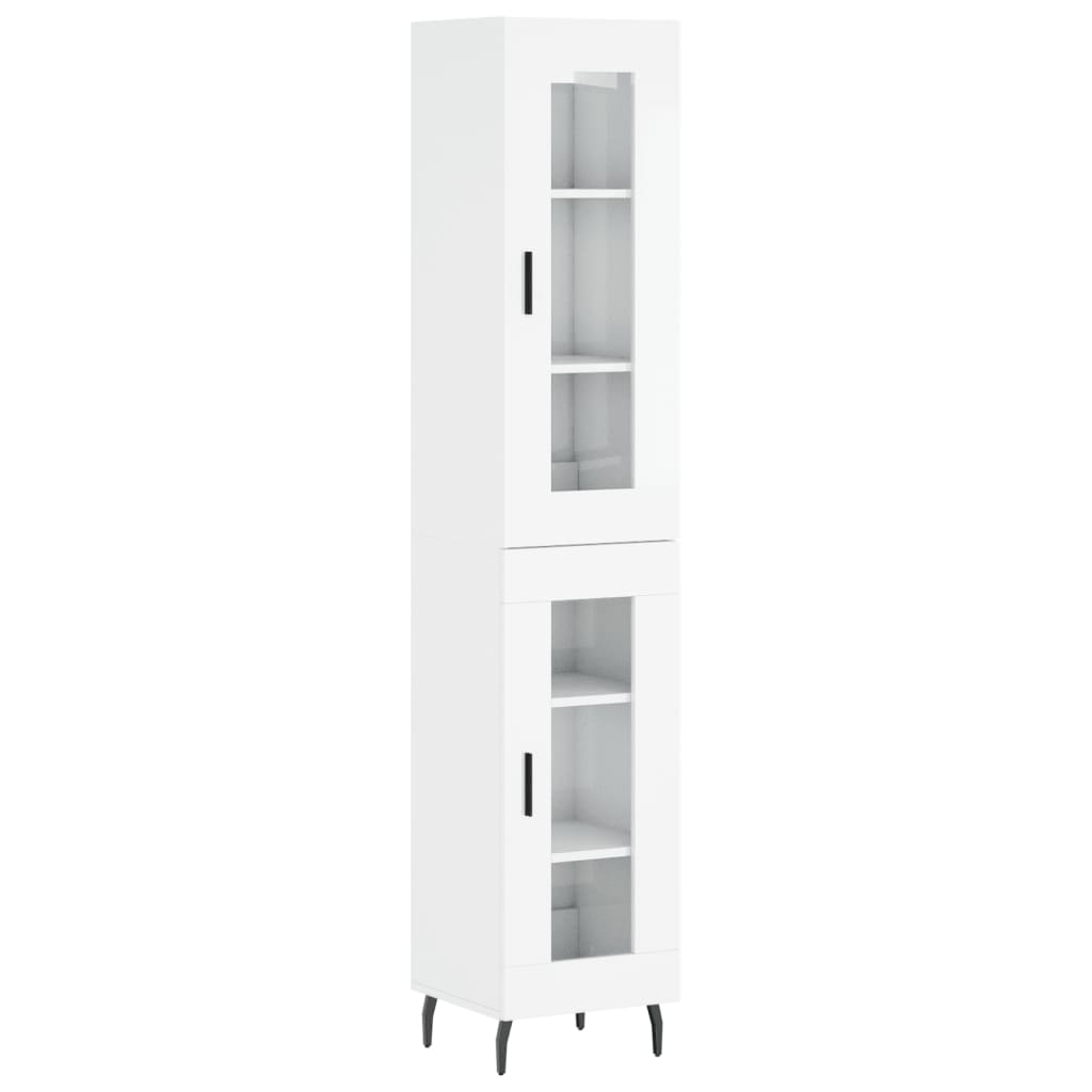 vidaXL Skříň highboard bílá s vysokým leskem 34,5x34x180 cm kompozit