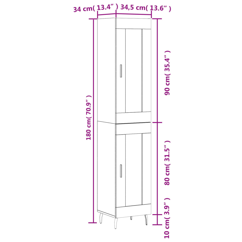 Skříň highboard betonově šedá 34,5x34x180 cm kompozitní dřevo - obrázek 13