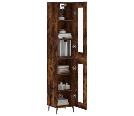 vidaXL Buffet haut Ch&ecirc;ne fum&eacute; 34,5x34x180 cm Bois d'ing&eacute;nierie