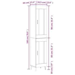 Skříň highboard kouřový dub 34,5 x 34 x 180 cm kompozitní dřevo - obrázek 13
