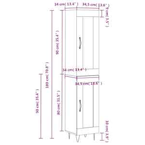 Skříň highboard bílá 34,5 x 34 x 180 cm kompozitní dřevo - obrázek 11