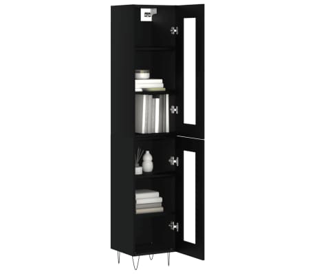 vidaXL Dulap &icirc;nalt, negru, 34,5x34x180 cm, lemn prelucrat