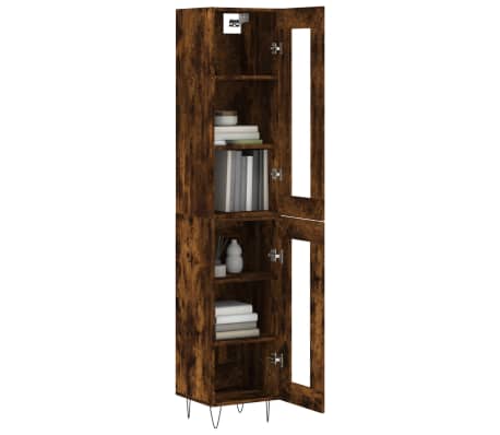 vidaXL Dulap &icirc;nalt, stejar fumuriu, 34,5x34x180 cm, lemn prelucrat
