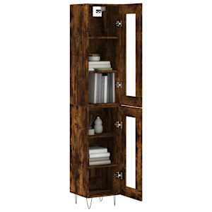 vidaXL Dulap &icirc;nalt, stejar fumuriu, 34,5x34x180 cm, lemn prelucrat