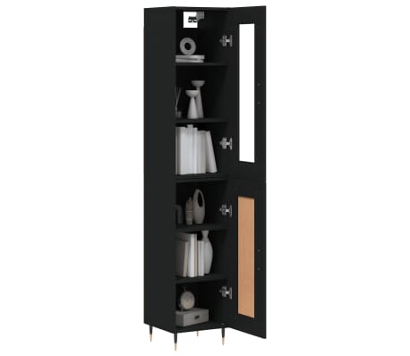 vidaXL Dulap înalt, negru, 34,5x34x180 cm, lemn prelucrat