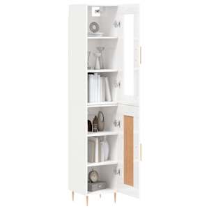 vidaXL Ντουλάπι Γυαλ. Λευκό 34,5 x 34 x 180 εκ. από Επεξεργασμένο Ξύλο