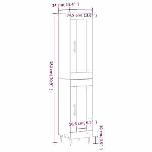 Skříň highboard betonově šedá 34,5x34x180 cm kompozitní dřevo - obrázek 12