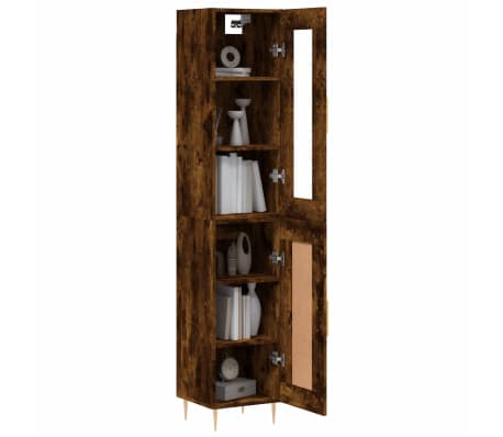 vidaXL Komoda, dūminio ąžuolo spalvos, 34,5x34x180cm, apdirbta mediena