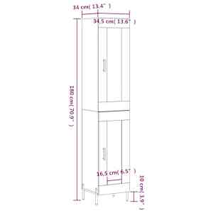 Skříň highboard betonově šedá 34,5x34x180 cm kompozitní dřevo - obrázek 13