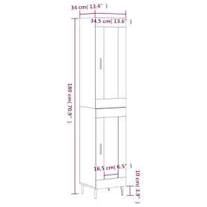 Skříň highboard kouřový dub 34,5 x 34 x 180 cm kompozitní dřevo - obrázek 13