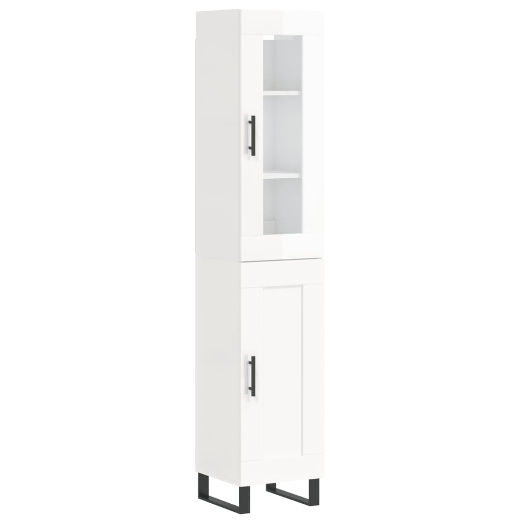 vidaXL Skříň highboard bílá s vysokým leskem 34,5x34x180 cm kompozit