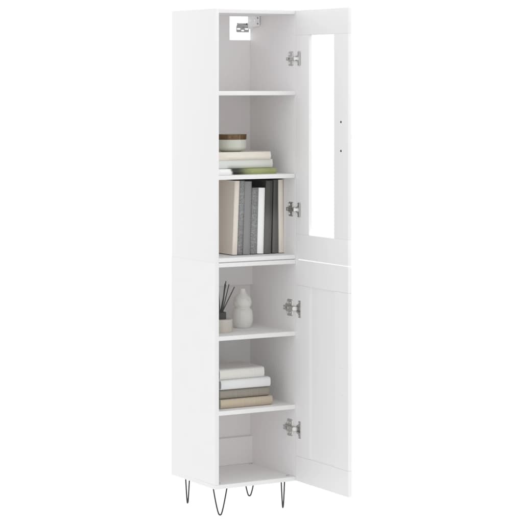 vidaXL Aparador alto madera contrachapada blanco 34,5x34x180 cm