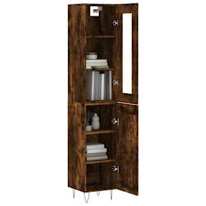 vidaXL Dulap &icirc;nalt, stejar fumuriu, 34,5x34x180 cm, lemn prelucrat