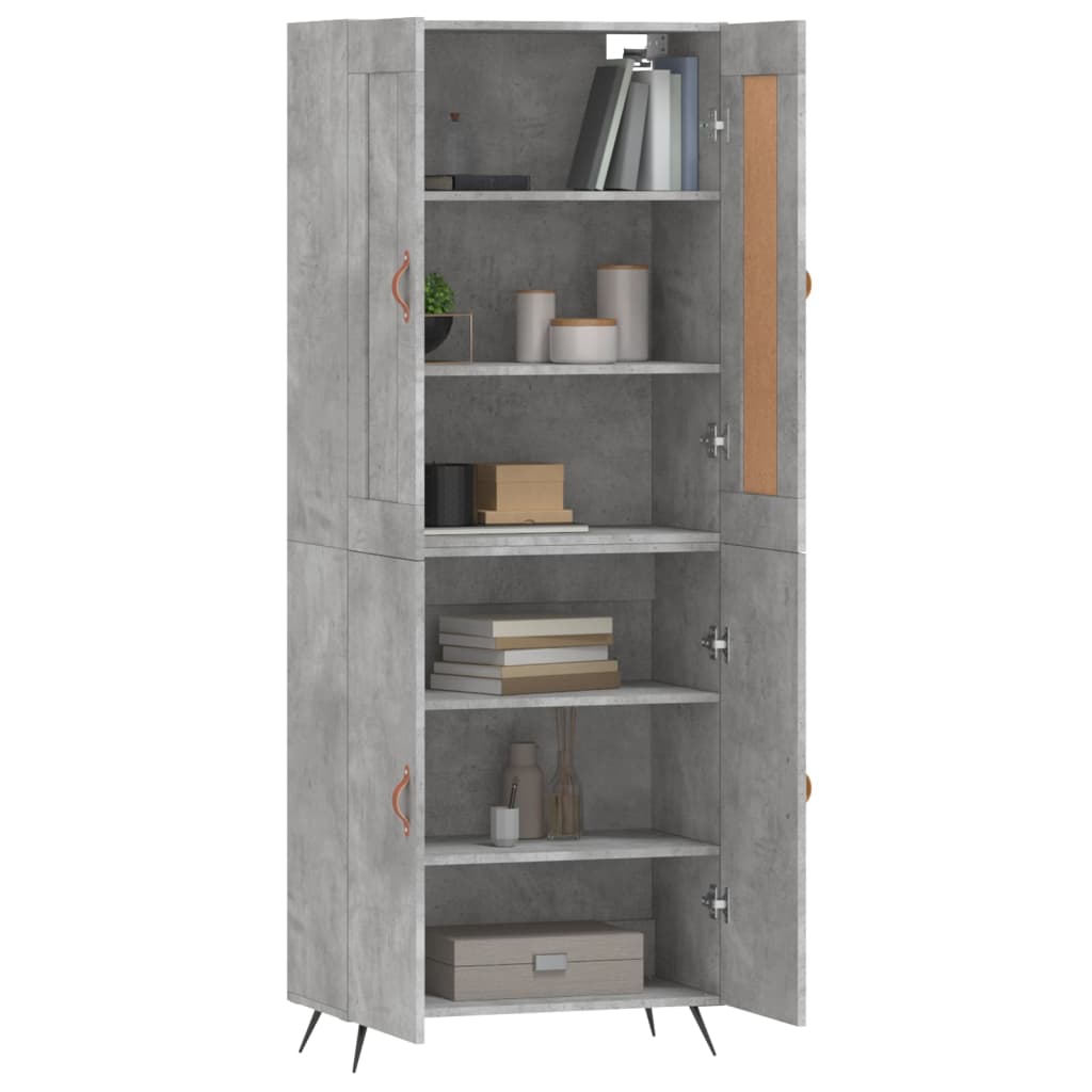 vidaXL Buffet haut Gris béton 69,5x34x180 cm Bois d'ingénierie