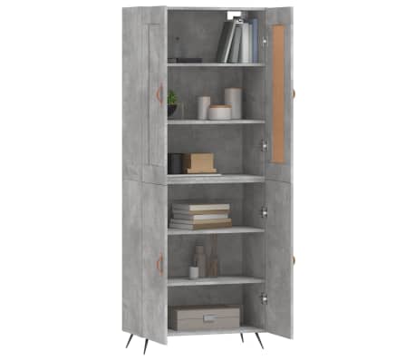 vidaXL Highboard Betongrau 69,5x34x180 cm Holzwerkstoff