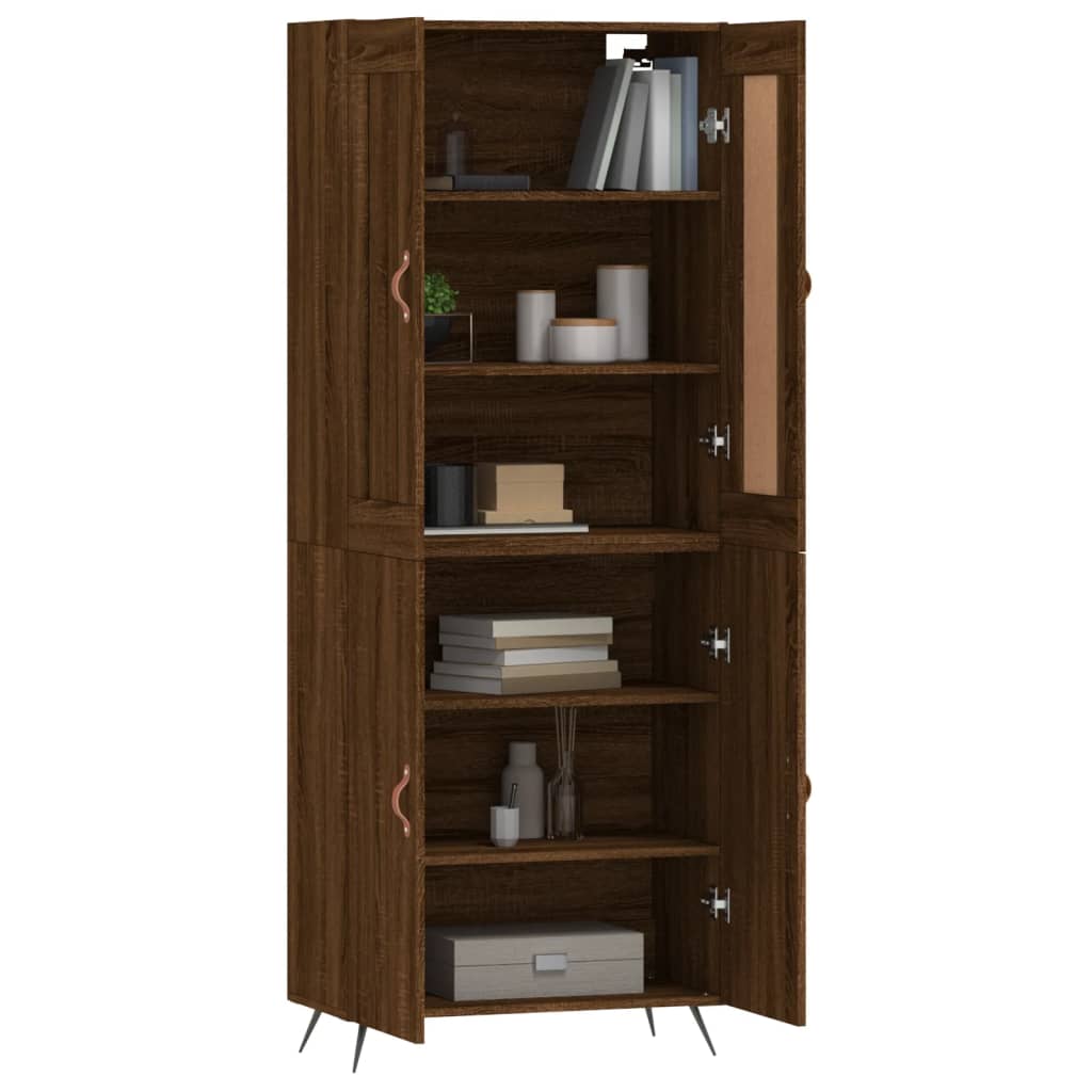 vidaXL Highboard Brown Oak 69.5x34x180 cm Engineered Wood