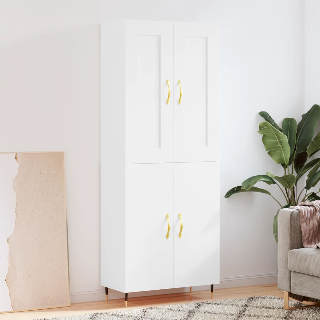 Skříň highboard lesklá bílá 69,5 x 34 x 180 cm kompozitní dřevo