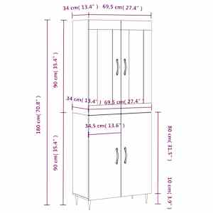 Skříň highboard kouřový dub 69,5 x 34 x 180 cm kompozitní dřevo - obrázek 11